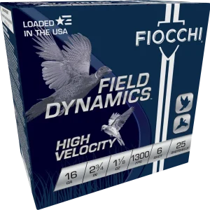 16G Fiocchi High Velocity 1-1/8oz #6 Shot Lead 1300fps (25 Rounds) 16HV6