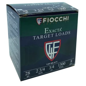 28G Fiocchi Exacta VIP Target #8 1300fps 3/4oz (25 Rounds) 28VIPH8
