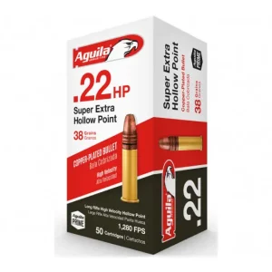 AGUILA .22 LR SUPER EXTRA HP 38 GR COPPER-PLATED HOLLOW POINT AMMO (50 ROunds) – 1B222335 1B220335