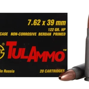 Tulammo 7.62x39mm Hollow Point (HP) 122 GR (20 Rounds) Berdan Primed Steel Case UL076202