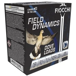 12 Gauge Fiocchi Field Dynamics Dove Loads 1250fps #7.5 1-1/8oz (25 Rounds) 12GTX187